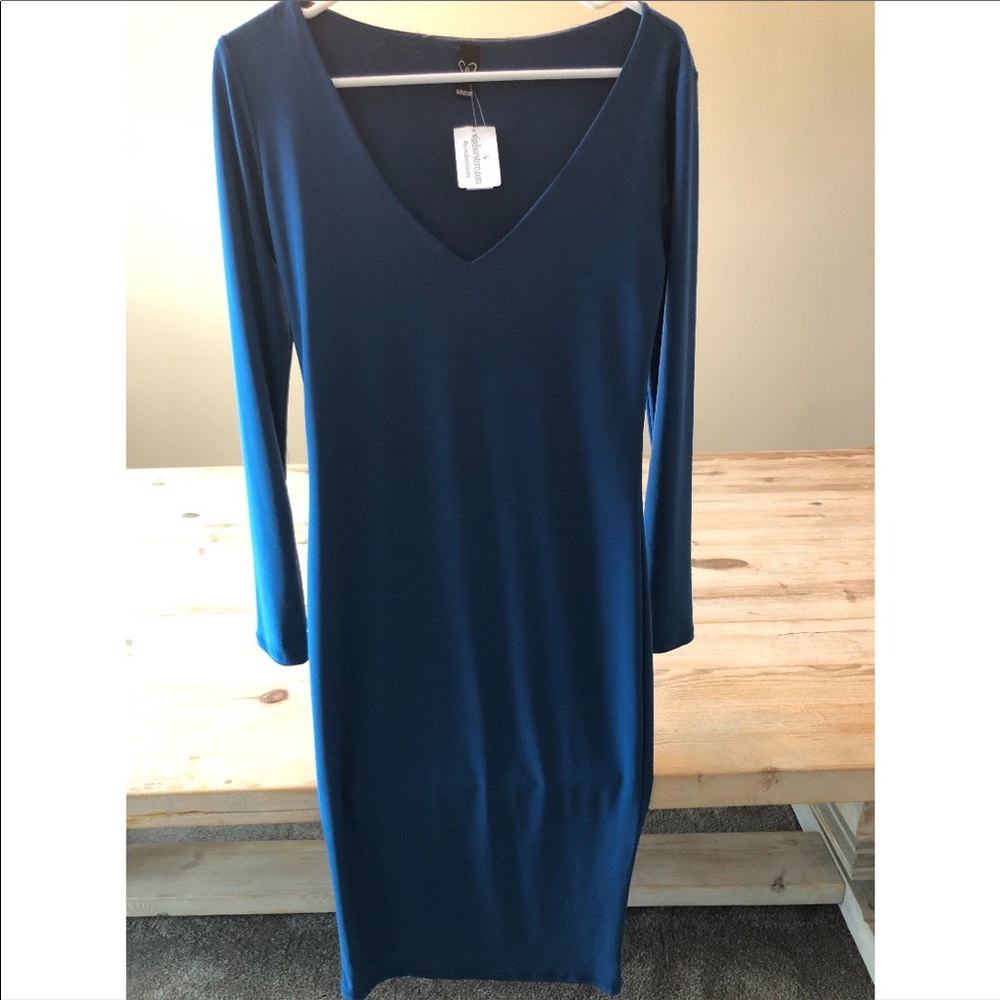 Teal blue body con dress